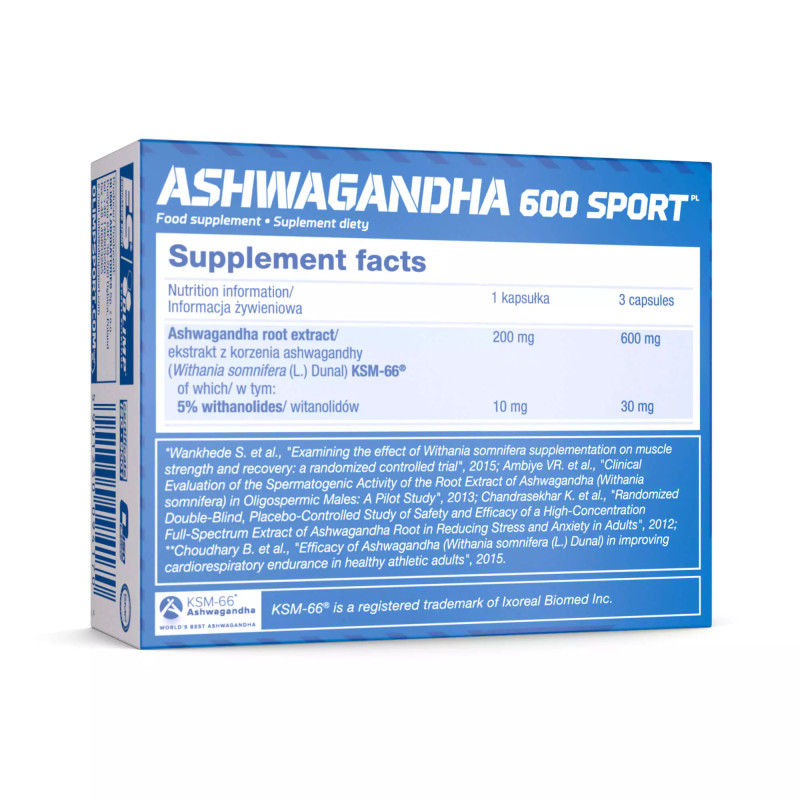 Olimp Ashwagandha 600 Sport - 60 Kapsułek