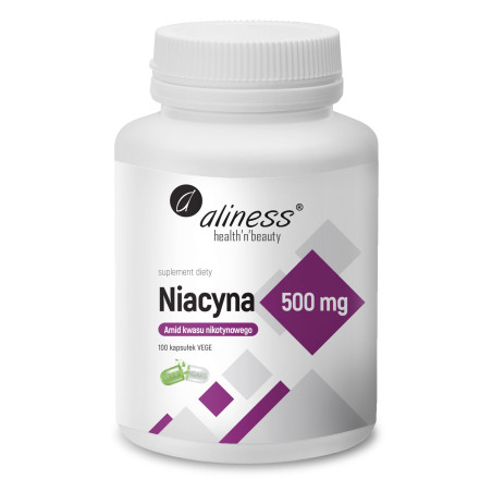 Aliness Niacyna, Amid kwasu nikotynowego 500 mg - 100 Kapsułek Aliness Niacyna, Amid kwasu nikotynowego 500 mg - 100 Kapsułek
