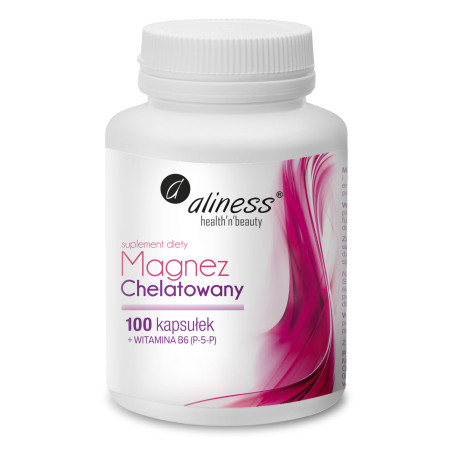 Aliness Magnez Chelatowany 720 mg + B6 (P-5-P) - 100 Kapsułek Aliness Magnez Chelatowany 720 mg + B6 (P-5-P) - 100 Kapsułek