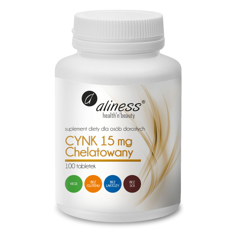 Aliness Cynk Chelatowany 15 mg - 100 Tabletek Aliness Cynk Chelatowany 15 mg - 100 Tabletek