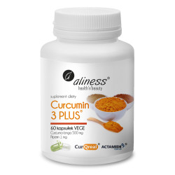 Aliness Curcumin 3 PLUS Curcuma longa 500 mg Piperin 1 mg - 60 Kapsułek