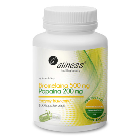 Aliness Bromelaina 500 mg, Papaina 200 mg - 100 Kapsułek