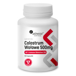 Aliness Colostrum Wołowe IG 40% 500 mg - 100 Kapsułek Aliness Colostrum Wołowe IG 40% 500 mg - 100 Kapsułek
