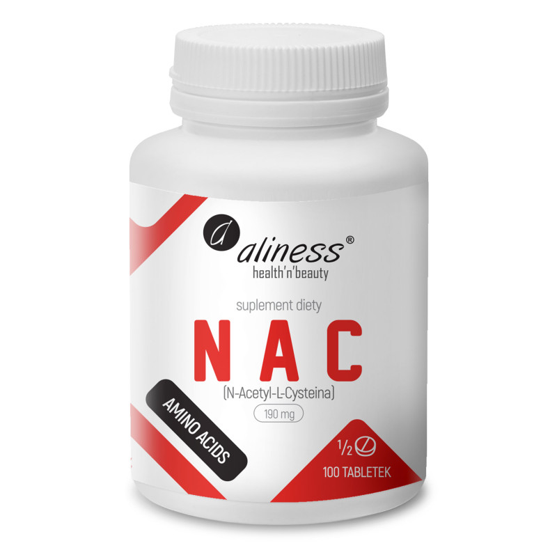 Aliness NAC N-Acetyl-L-Cysteine 190 mg - 100 Tabletek Aliness NAC N-Acetyl-L-Cysteine 190 mg - 100 Tabletek