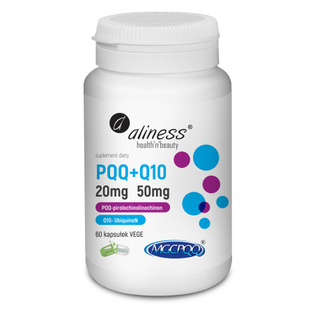 Aliness PQQ MGCPQQ® 20 mg + Q10 50 mg - 60 Kapsułek Aliness PQQ MGCPQQ® 20 mg + Q10 50 mg - 60 Kapsułek