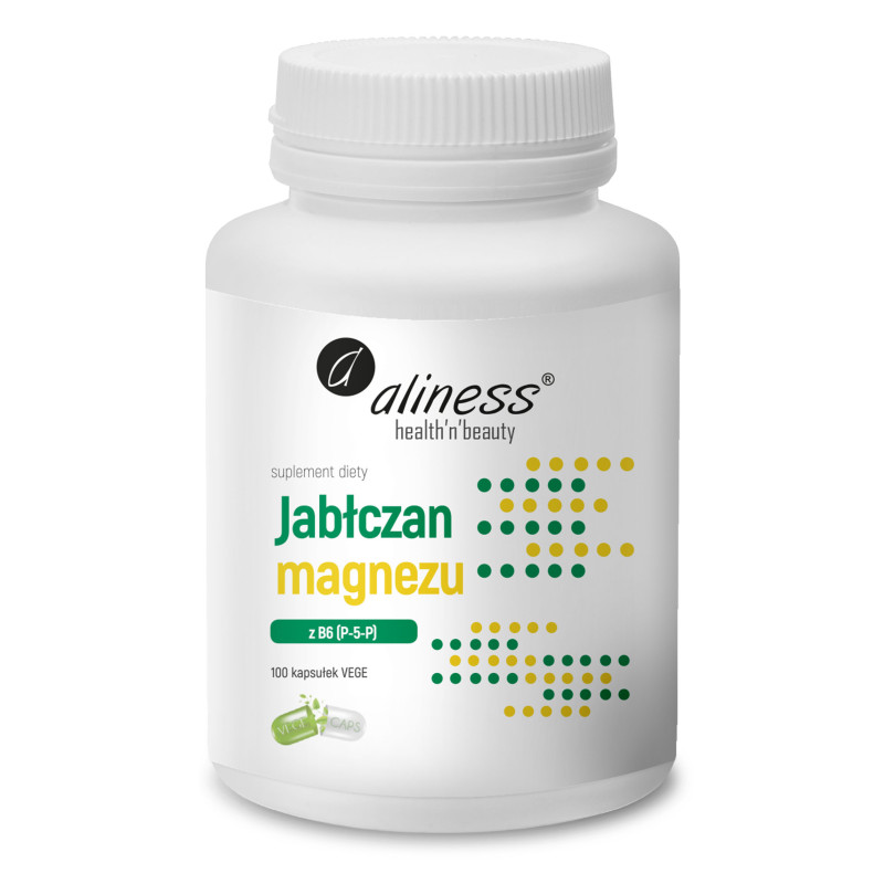 Aliness Jabłczan magnezu 100 mg z B6 (P-5-P) - 100 Kapsułek
