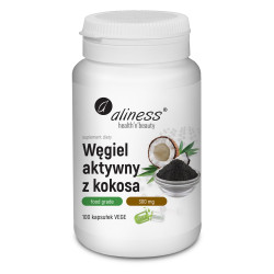 Aliness Węgiel aktywny z kokosa Food Grade 300 mg - 100 Kapsułek