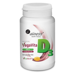 Aliness Naturalna witamina D3 z alg VEGAN 2000 j.m. - 120 Kapsułek