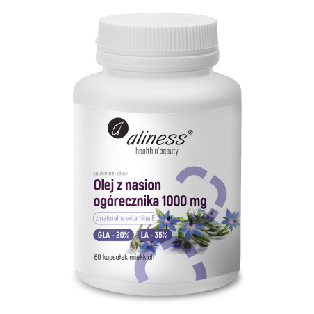 Aliness Olej z nasion ogórecznika 20%/35%, 1000 mg - 60 Kapsułek Aliness Olej z nasion ogórecznika 20%/35%, 1000 mg - 60 Kapsułek