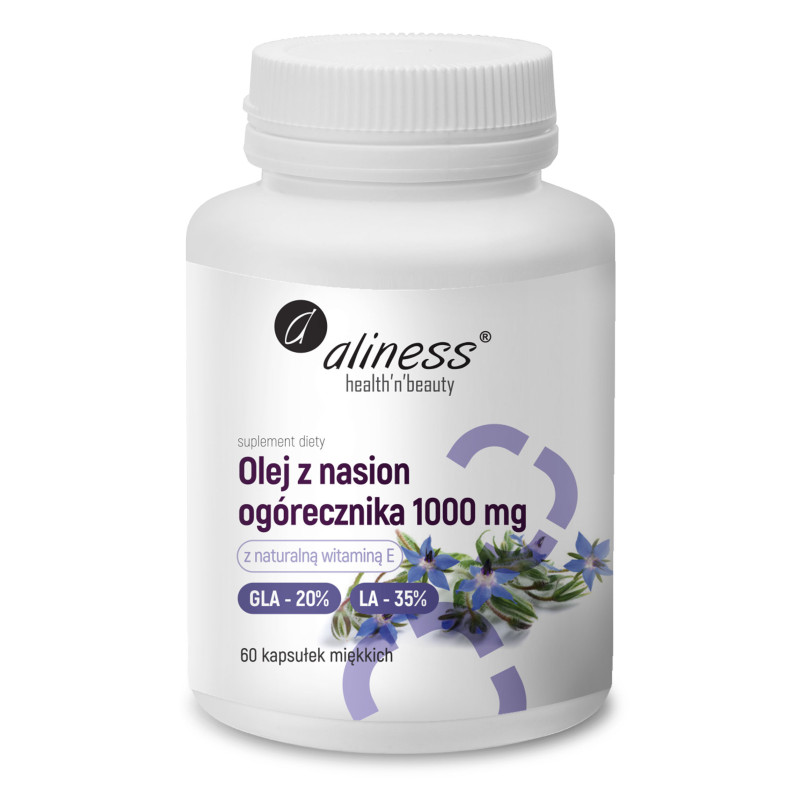 Aliness Olej z nasion ogórecznika 20%/35%, 1000 mg - 60 Kapsułek Aliness Olej z nasion ogórecznika 20%/35%, 1000 mg - 60 Kapsułek