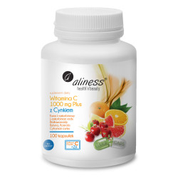 Aliness Witamina C 1000 mg z CYNKIEM PLUS bioflaw, rutyna, acer. - 100 Kapsułek