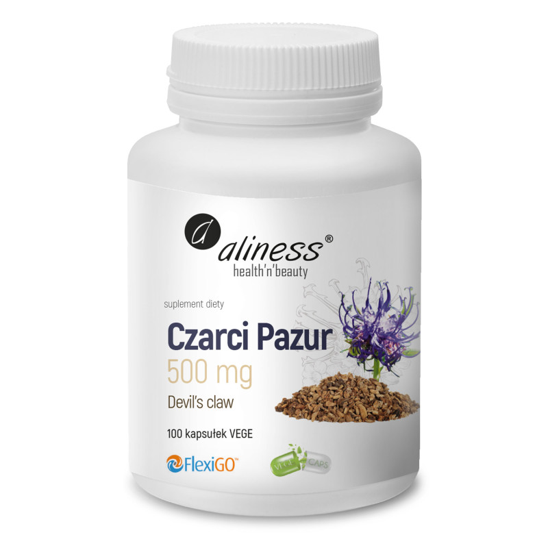 Aliness Czarci Pazur (Devil’s claw) 500 mg - 100 Kapsułek Aliness Czarci Pazur (Devil’s claw) 500 mg - 100 Kapsułek