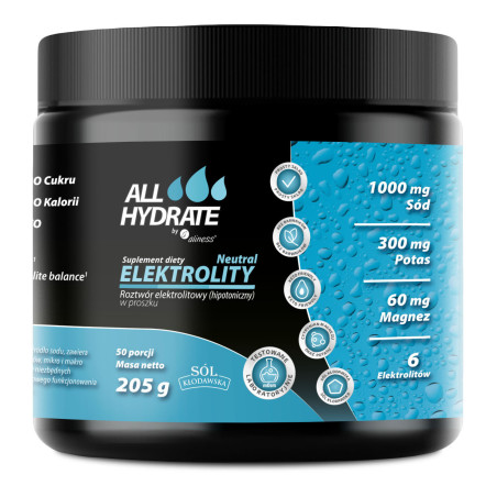 Aliness ALLHydrate, Elektrolity 50 porcji, Neutral - 205 g