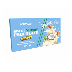 Activlab Sweet Yummy CRISPY Czekolada biała z wiórkami kokosowymi i migdałami - 100 g