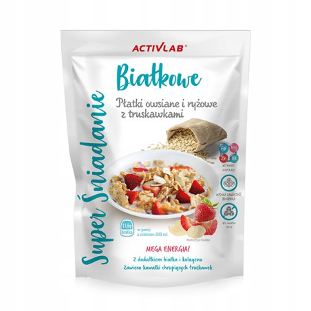 Activlab Śniadanie Białkowe - Płatki owsiane i ryżowe z truskawkami - 300 g Activlab Śniadanie Białkowe - Płatki owsiane i ryżowe z truskawkami - 300 g