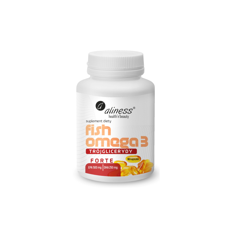 Aliness Fish Omega 3 FORTE Trójglicerydy 500/250 mg - 90 Kapsułek Aliness Fish Omega 3 FORTE Trójglicerydy 500/250 mg - 90 Kapsułek