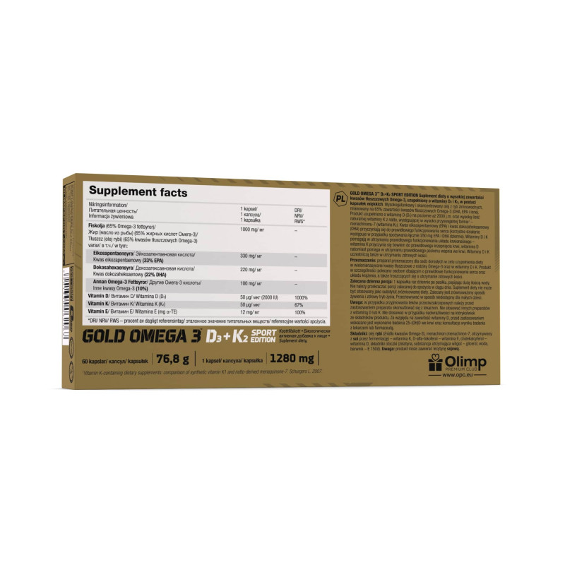 Olimp Gold Omega 3 D3+K2 Sport Edition - 60 Kapsułek